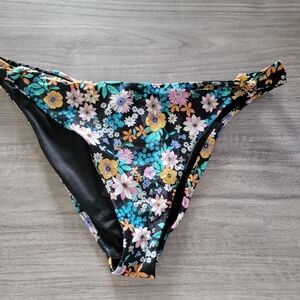 Nwt O'neill Floral High Cut Black Bikini Bottom